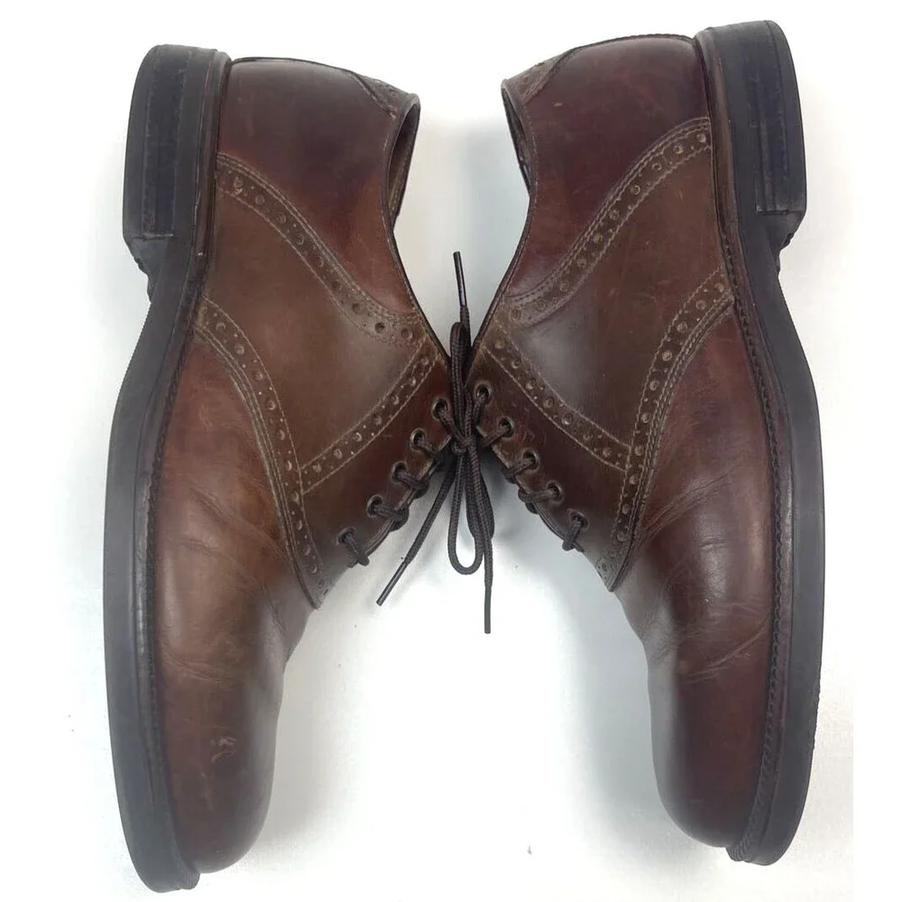 Johnston & Murphy Brown Leather Saddle Oxfords Size 10M #20-3806 Made in Italy